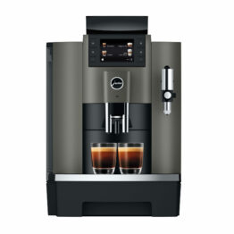 Vooraanzicht van de Jura W10 Dark Inox Professionele koffiemachine