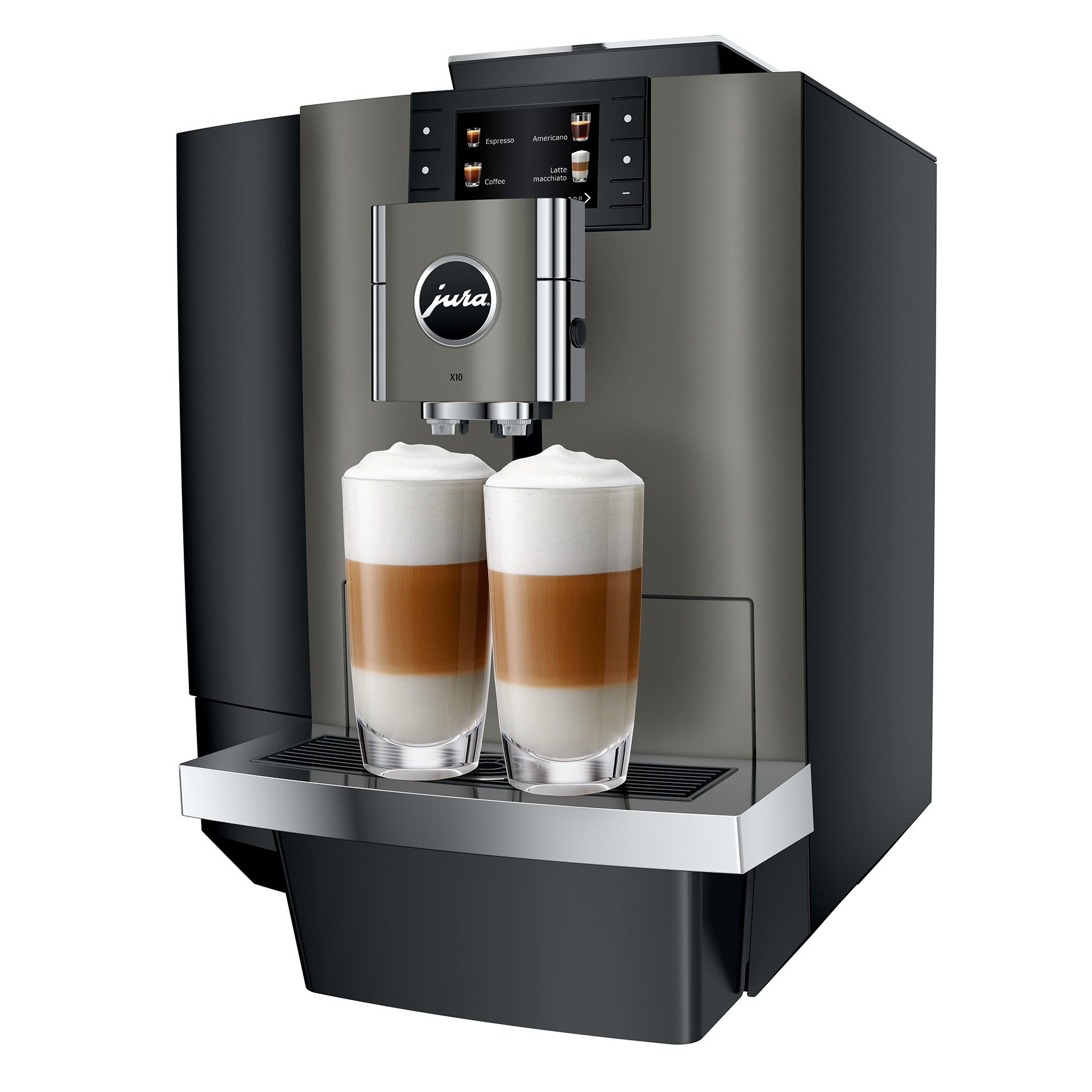 Zakelijke Jura X10 met latte macchiato koffie