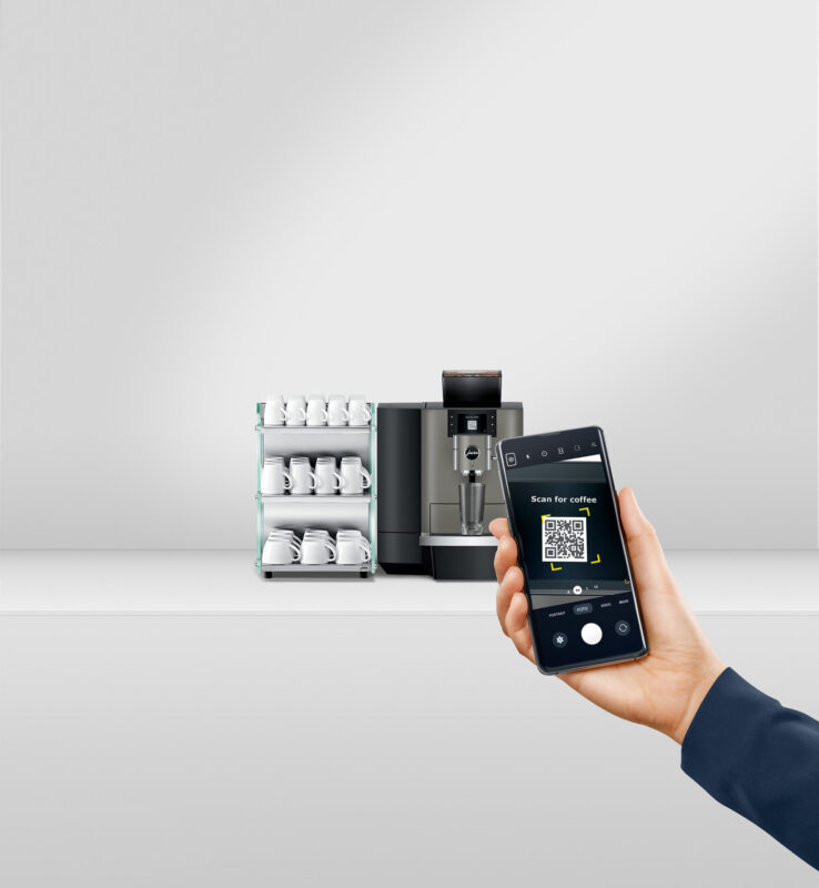 Jura X10 professional koffiemachine met betaalsysteem en applicatie om betalingen te ontvangen.